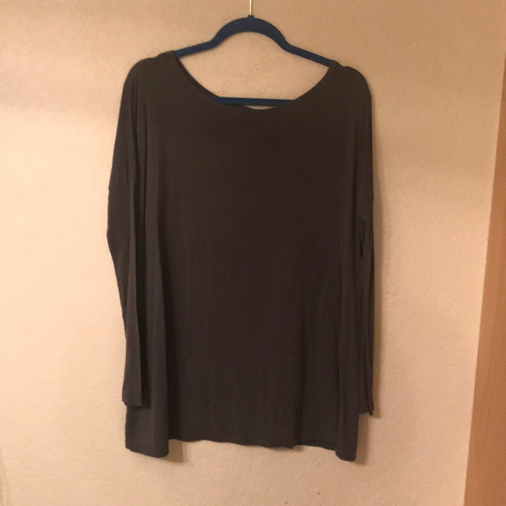 Army green oversized shirt.